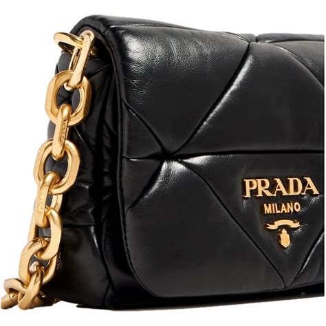 prada quilted chain shoulder bag black gold|PRADA Nappa Re.